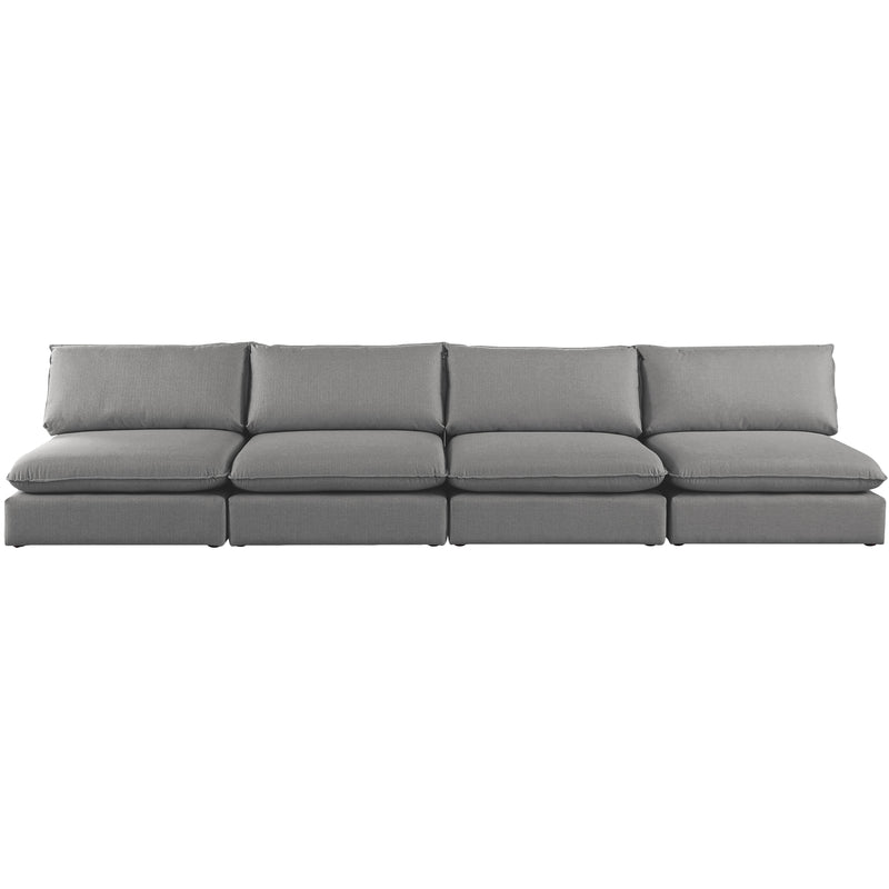 Meridian Mackenzie Grey Durable Linen Textured Modular Sofa IMAGE 4