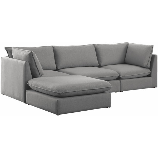 Meridian Mackenzie Grey Durable Linen Textured Modular Sectional IMAGE 1