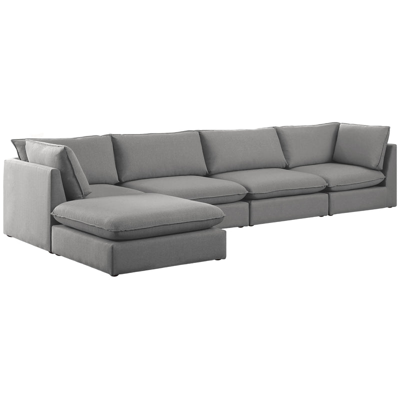 Meridian Mackenzie Grey Durable Linen Textured Modular Sectional IMAGE 1