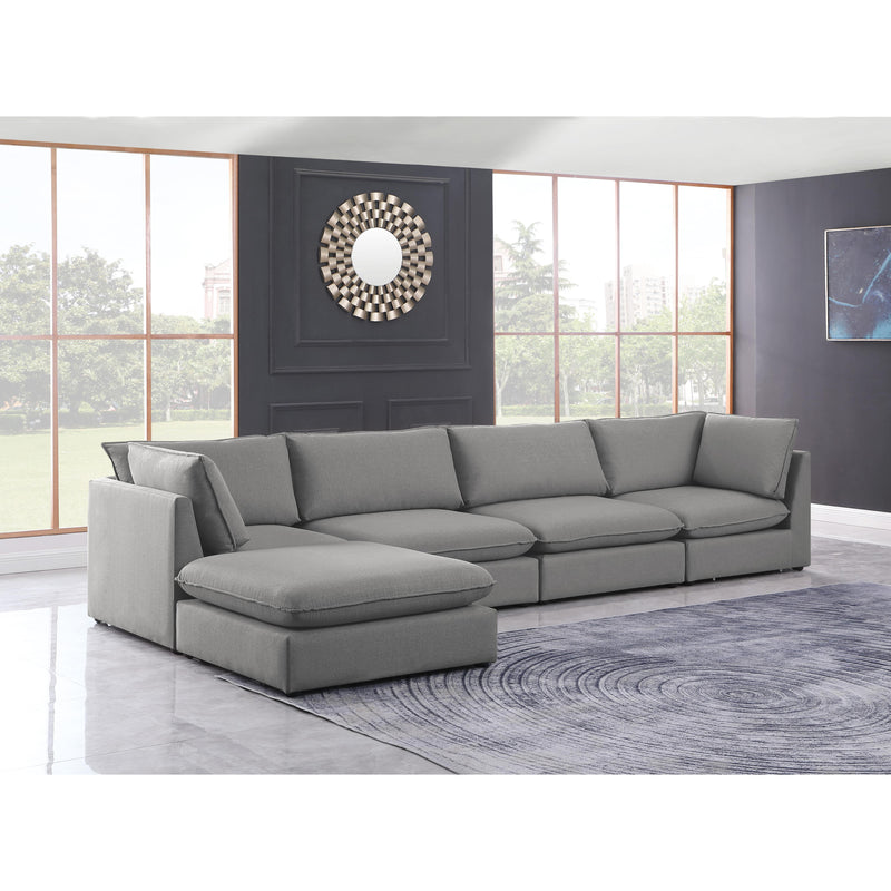 Meridian Mackenzie Grey Durable Linen Textured Modular Sectional IMAGE 3