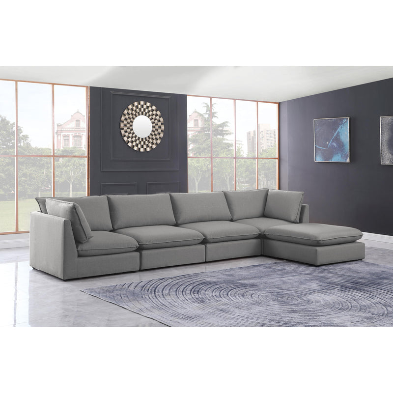 Meridian Mackenzie Grey Durable Linen Textured Modular Sectional IMAGE 4