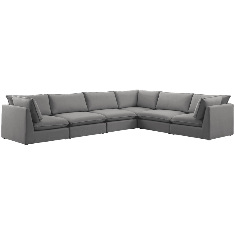 Meridian Mackenzie Grey Durable Linen Textured Modular Sectional IMAGE 1