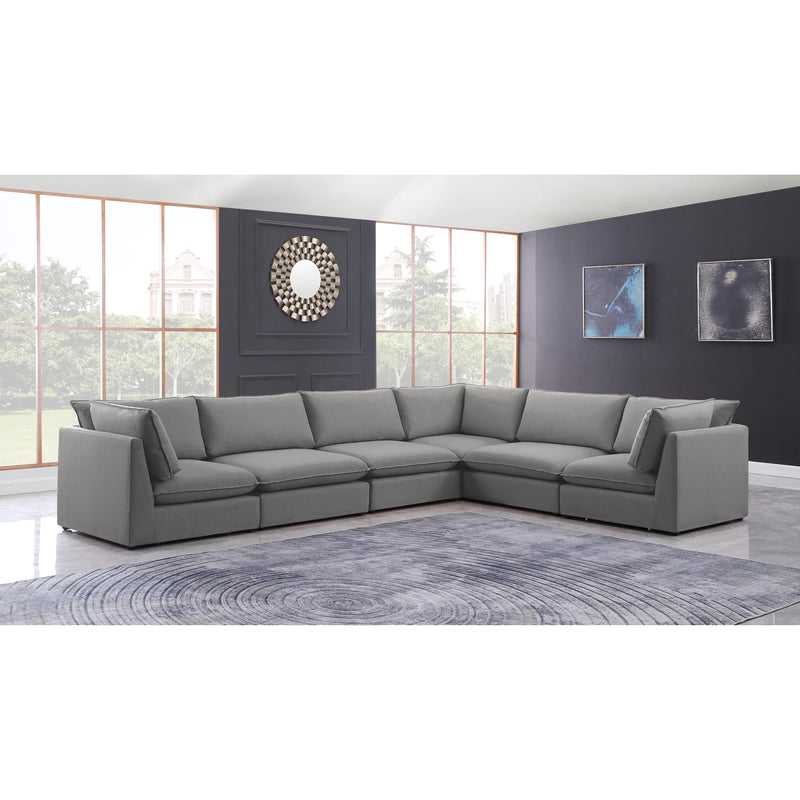 Meridian Mackenzie Grey Durable Linen Textured Modular Sectional IMAGE 2