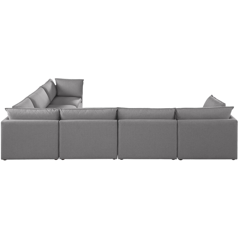 Meridian Mackenzie Grey Durable Linen Textured Modular Sectional IMAGE 3