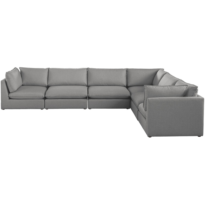 Meridian Mackenzie Grey Durable Linen Textured Modular Sectional IMAGE 4