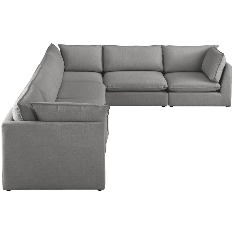 Meridian Mackenzie Grey Durable Linen Textured Modular Sectional IMAGE 5