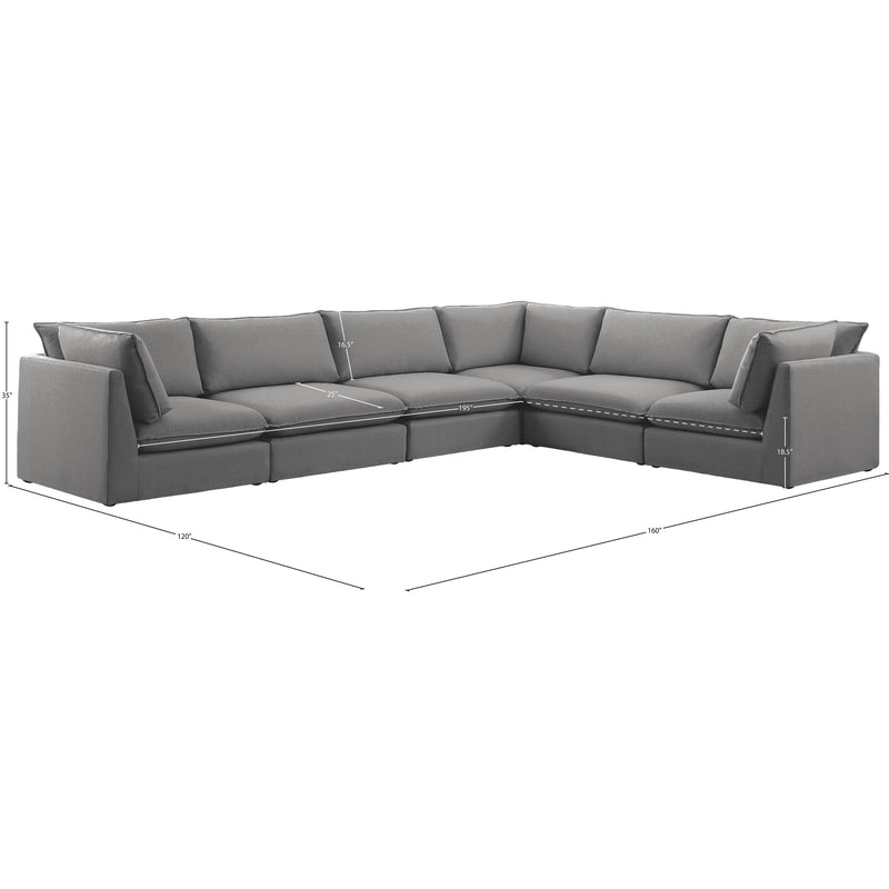 Meridian Mackenzie Grey Durable Linen Textured Modular Sectional IMAGE 9