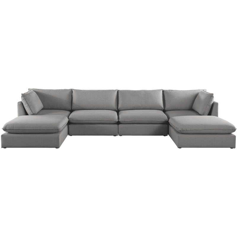 Meridian Mackenzie Grey Durable Linen Textured Modular Sectional IMAGE 4