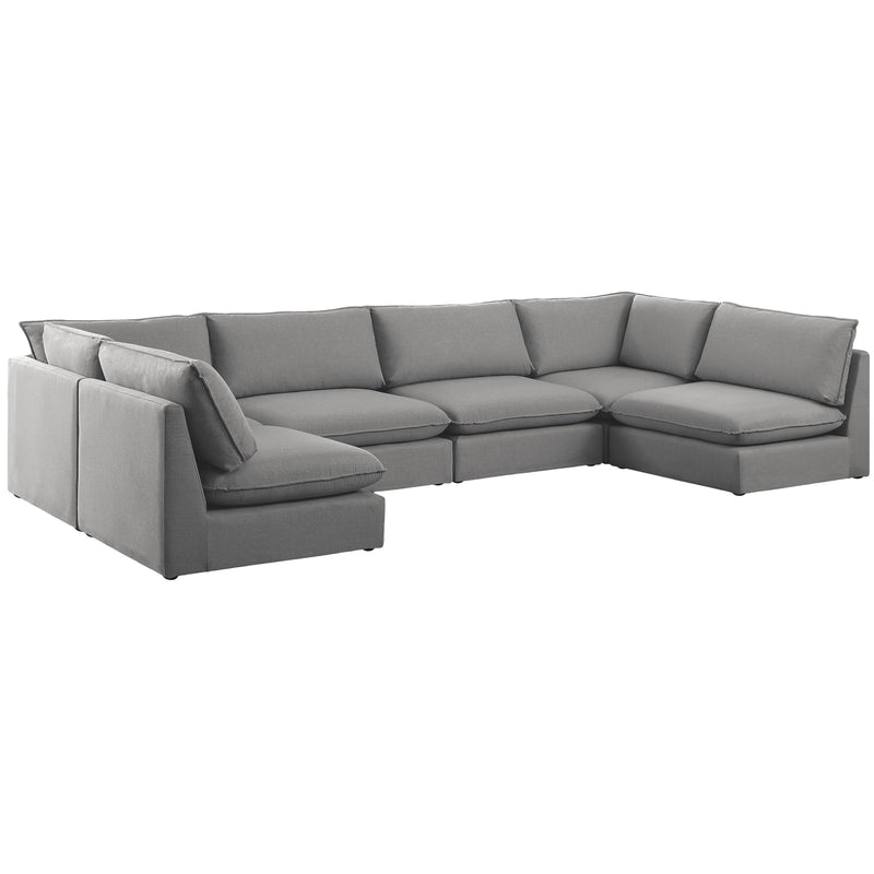 Meridian Mackenzie Grey Durable Linen Textured Modular Sectional IMAGE 1