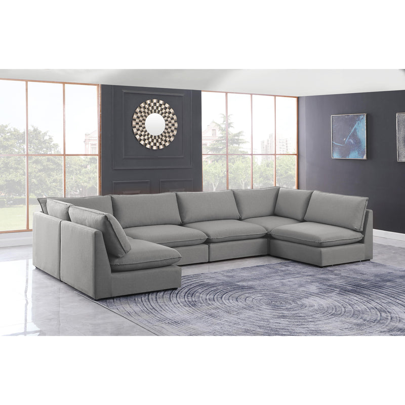 Meridian Mackenzie Grey Durable Linen Textured Modular Sectional IMAGE 2