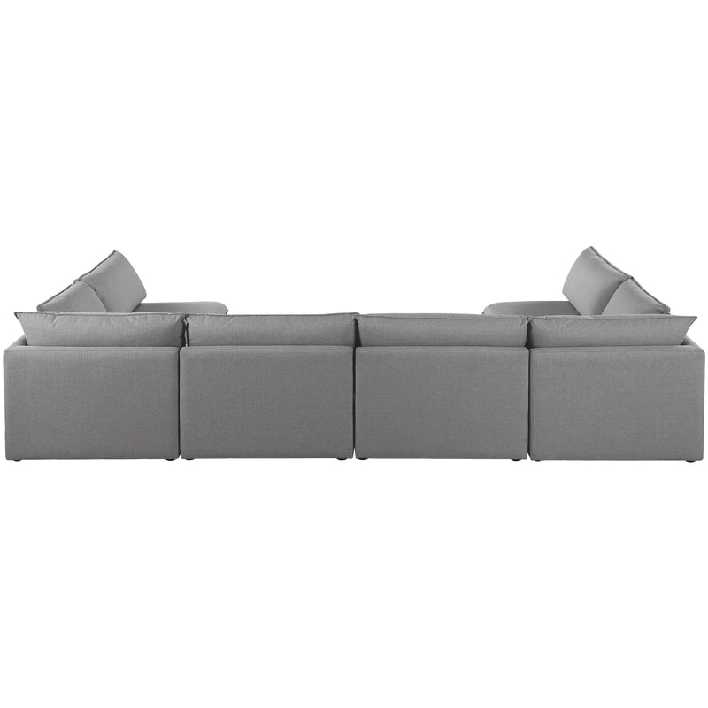 Meridian Mackenzie Grey Durable Linen Textured Modular Sectional IMAGE 3