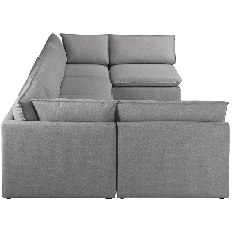 Meridian Mackenzie Grey Durable Linen Textured Modular Sectional IMAGE 4