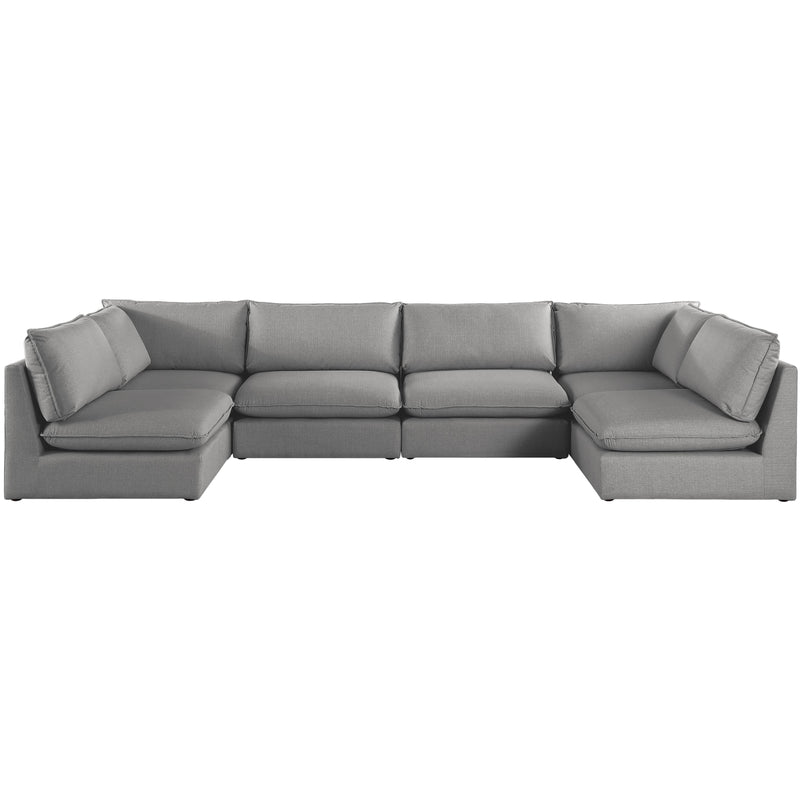 Meridian Mackenzie Grey Durable Linen Textured Modular Sectional IMAGE 5