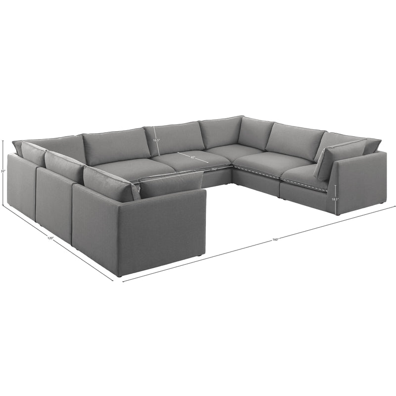 Meridian Mackenzie Grey Durable Linen Textured Modular Sectional IMAGE 9