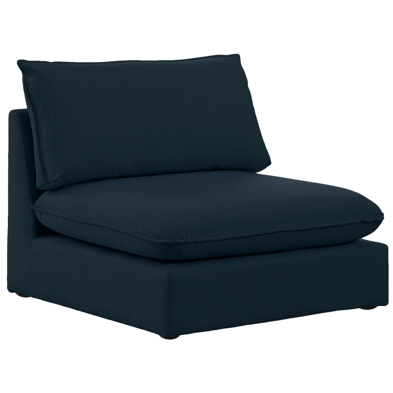 Meridian Mackenzie Navy Durable Linen Textured Armless Chair IMAGE 1