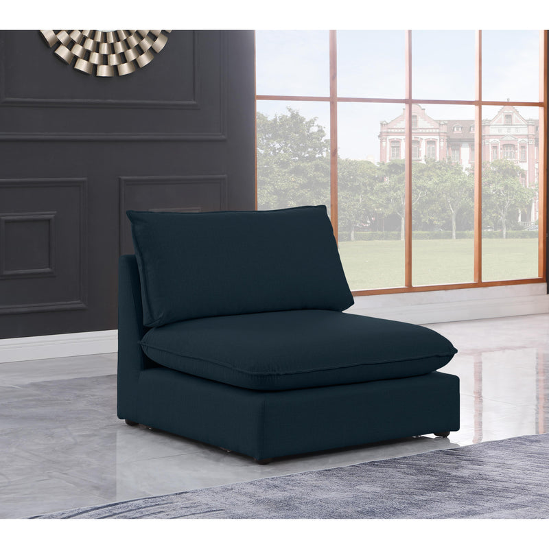 Meridian Mackenzie Navy Durable Linen Textured Armless Chair IMAGE 2