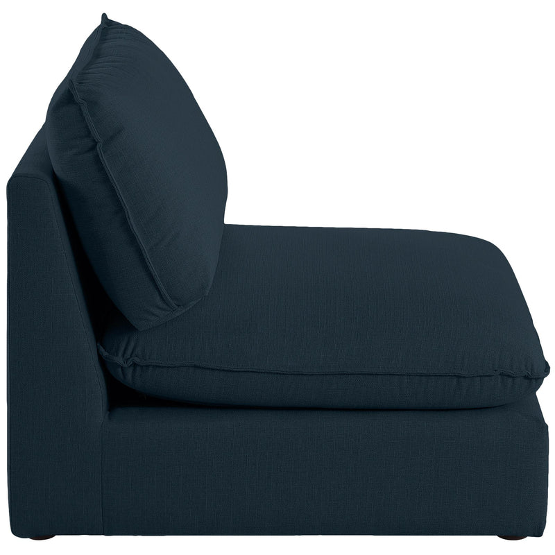 Meridian Mackenzie Navy Durable Linen Textured Armless Chair IMAGE 5