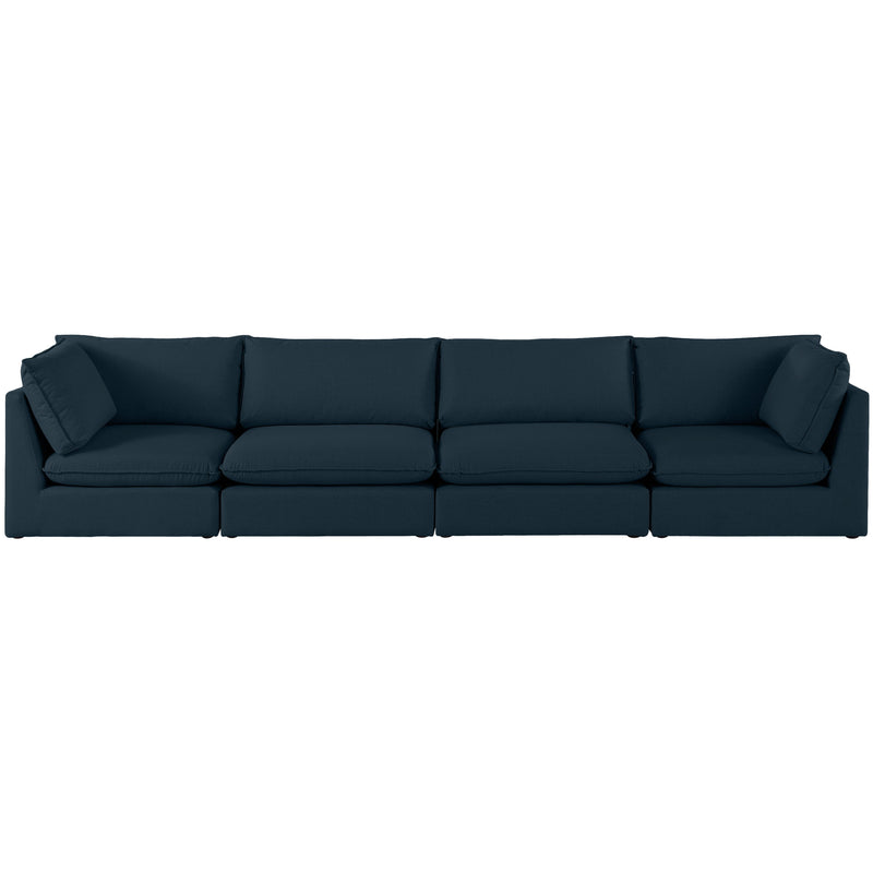 Meridian Mackenzie Navy Durable Linen Textured Modular Sofa IMAGE 4