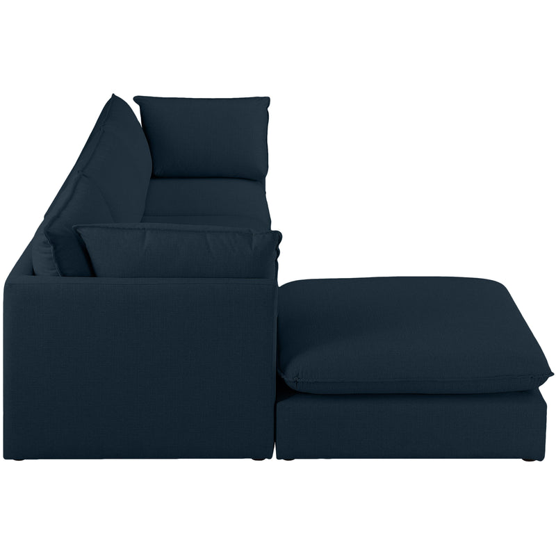 Meridian Mackenzie Navy Durable Linen Textured Modular Sectional IMAGE 10