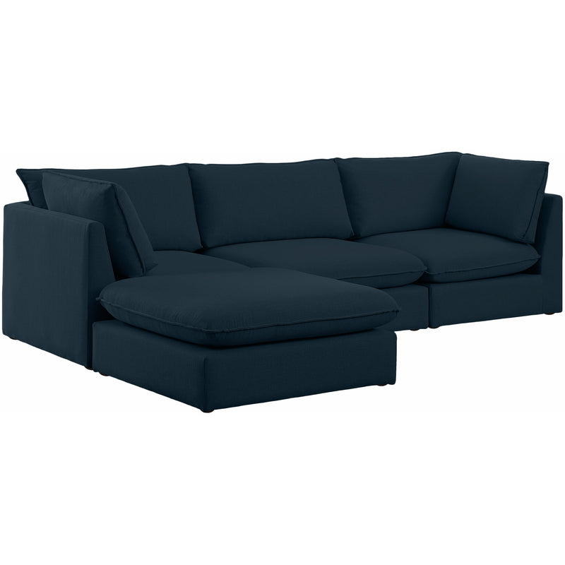 Meridian Mackenzie Navy Durable Linen Textured Modular Sectional IMAGE 1