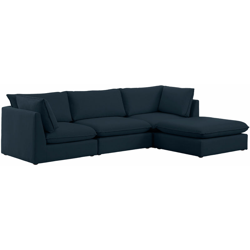 Meridian Mackenzie Navy Durable Linen Textured Modular Sectional IMAGE 2