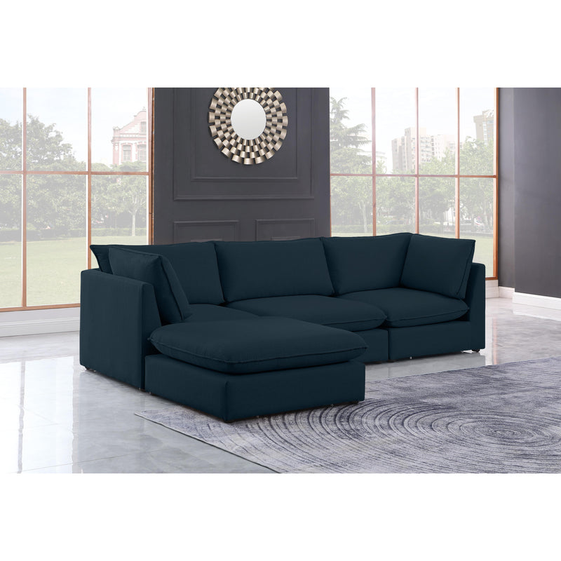 Meridian Mackenzie Navy Durable Linen Textured Modular Sectional IMAGE 3