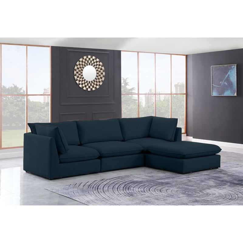 Meridian Mackenzie Navy Durable Linen Textured Modular Sectional IMAGE 4