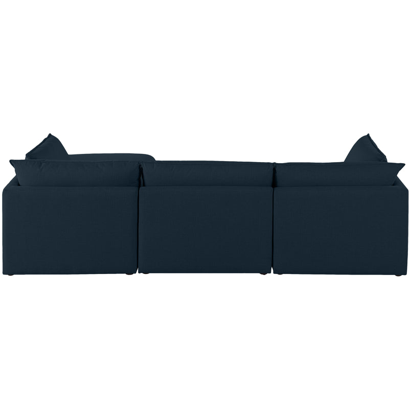 Meridian Mackenzie Navy Durable Linen Textured Modular Sectional IMAGE 5