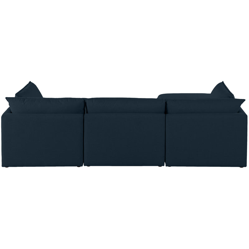 Meridian Mackenzie Navy Durable Linen Textured Modular Sectional IMAGE 6