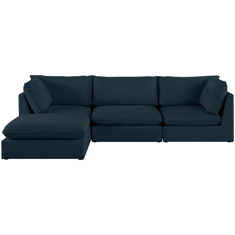 Meridian Mackenzie Navy Durable Linen Textured Modular Sectional IMAGE 7