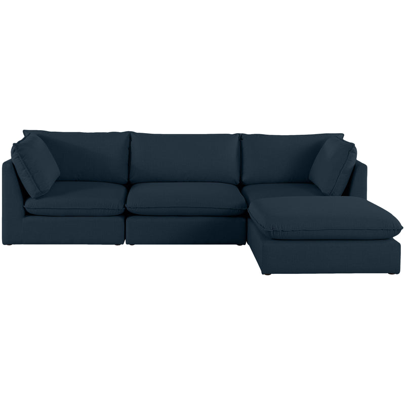 Meridian Mackenzie Navy Durable Linen Textured Modular Sectional IMAGE 8