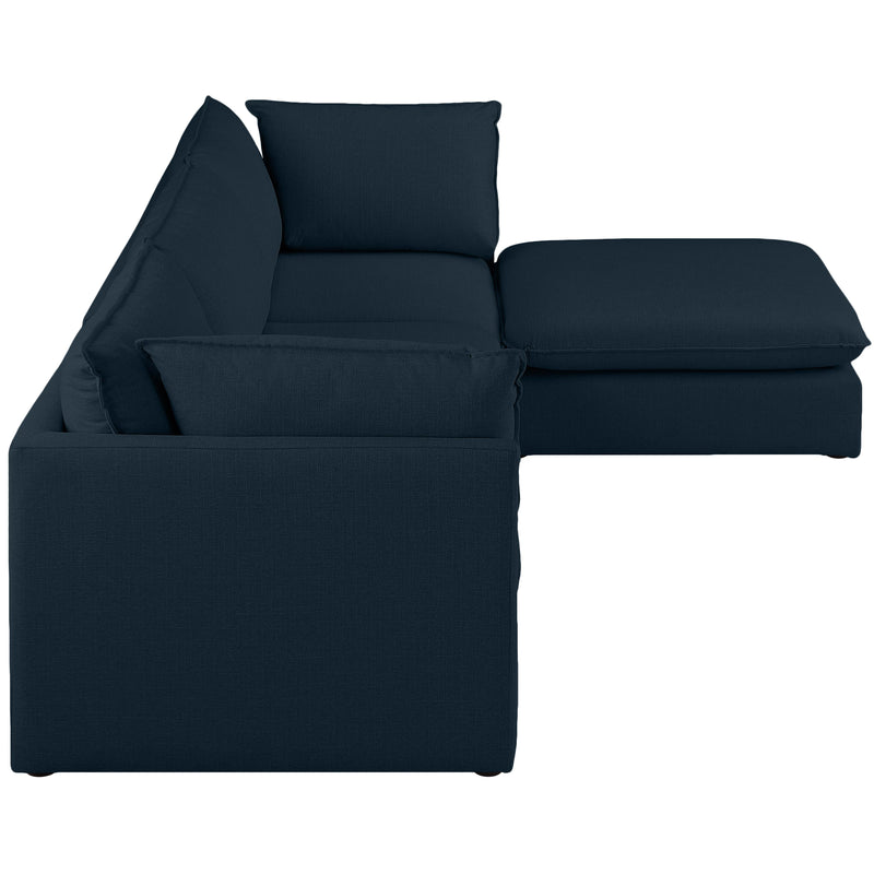 Meridian Mackenzie Navy Durable Linen Textured Modular Sectional IMAGE 9