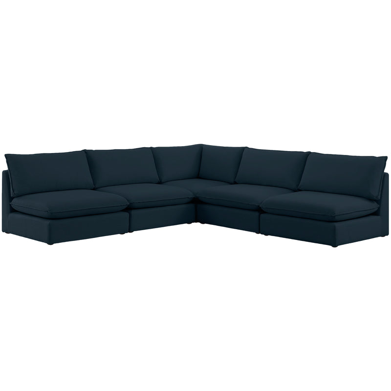 Meridian Mackenzie Navy Durable Linen Textured Modular Sectional IMAGE 1