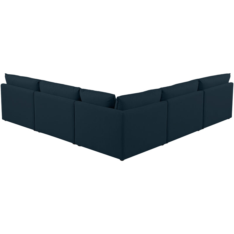 Meridian Mackenzie Navy Durable Linen Textured Modular Sectional IMAGE 3