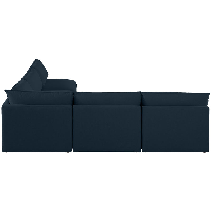 Meridian Mackenzie Navy Durable Linen Textured Modular Sectional IMAGE 4