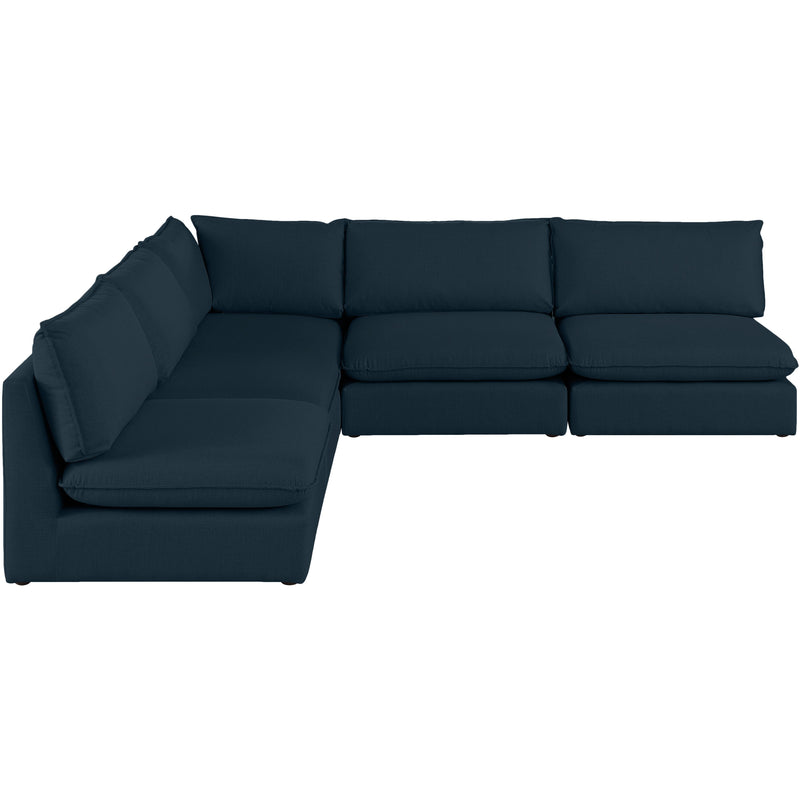 Meridian Mackenzie Navy Durable Linen Textured Modular Sectional IMAGE 5