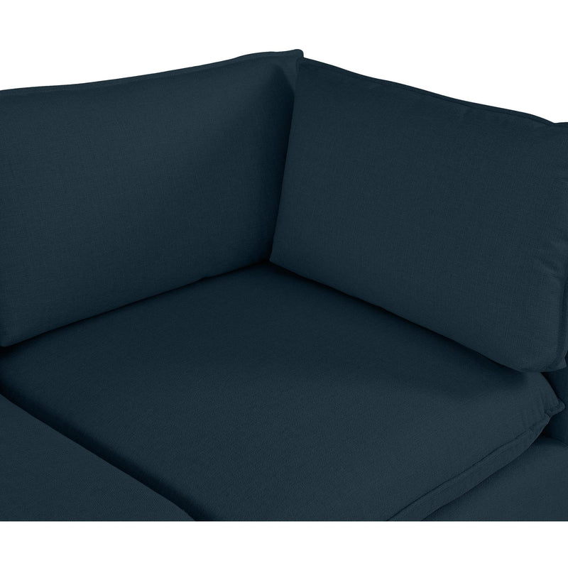 Meridian Mackenzie Navy Durable Linen Textured Modular Sectional IMAGE 6