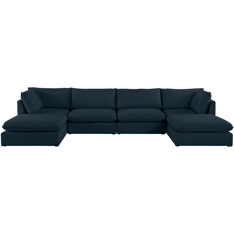 Meridian Mackenzie Navy Durable Linen Textured Modular Sectional IMAGE 4