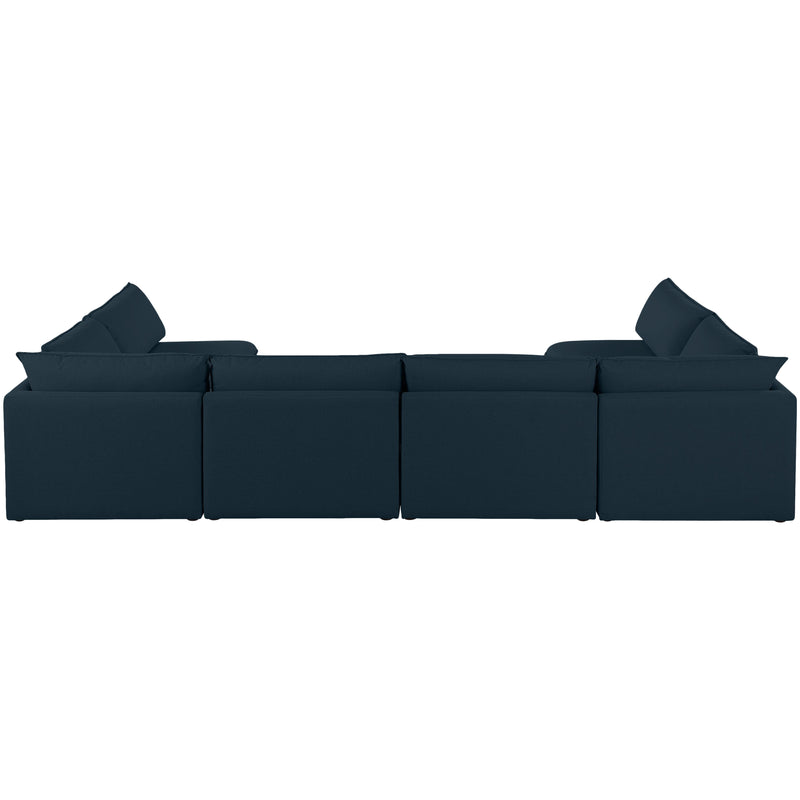 Meridian Mackenzie Navy Durable Linen Textured Modular Sectional IMAGE 3