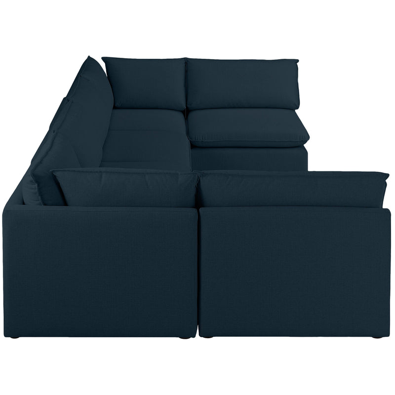 Meridian Mackenzie Navy Durable Linen Textured Modular Sectional IMAGE 4