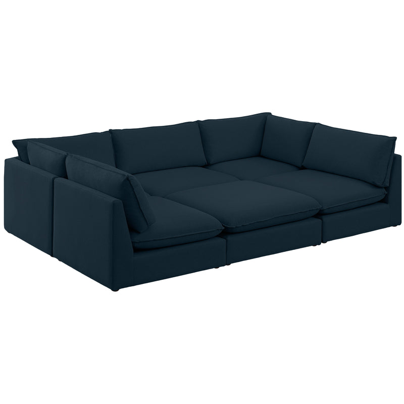 Meridian Mackenzie Navy Durable Linen Textured Modular Sectional IMAGE 1