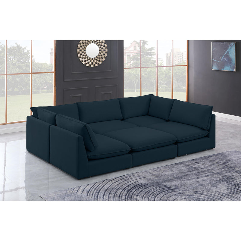 Meridian Mackenzie Navy Durable Linen Textured Modular Sectional IMAGE 2