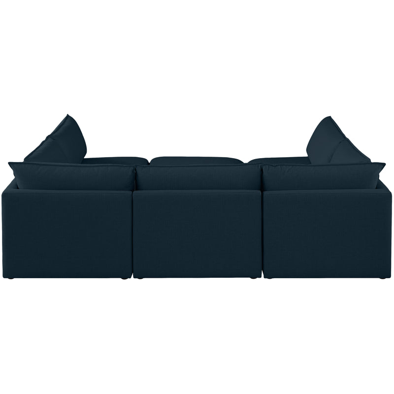 Meridian Mackenzie Navy Durable Linen Textured Modular Sectional IMAGE 3