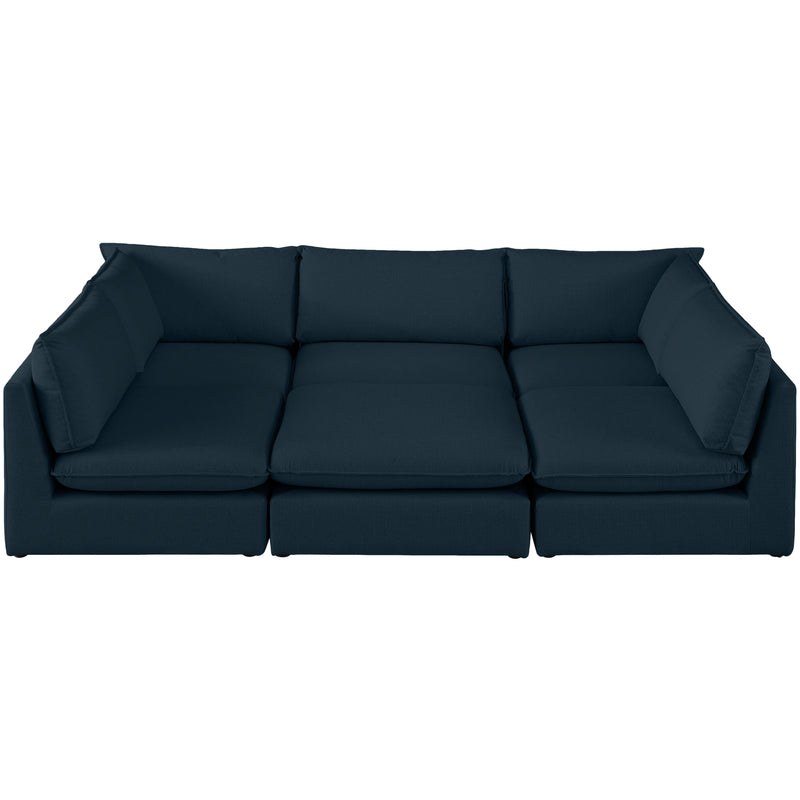 Meridian Mackenzie Navy Durable Linen Textured Modular Sectional IMAGE 4