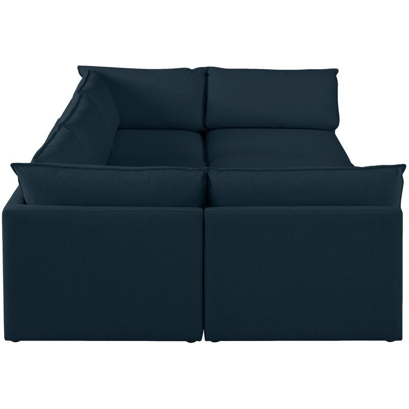 Meridian Mackenzie Navy Durable Linen Textured Modular Sectional IMAGE 5