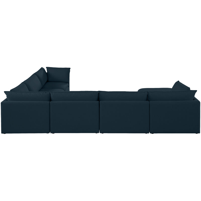 Meridian Mackenzie Navy Durable Linen Textured Modular Sectional IMAGE 3