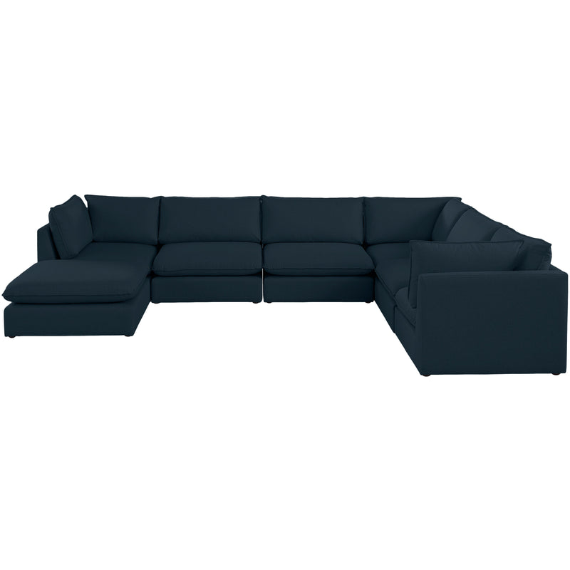 Meridian Mackenzie Navy Durable Linen Textured Modular Sectional IMAGE 4