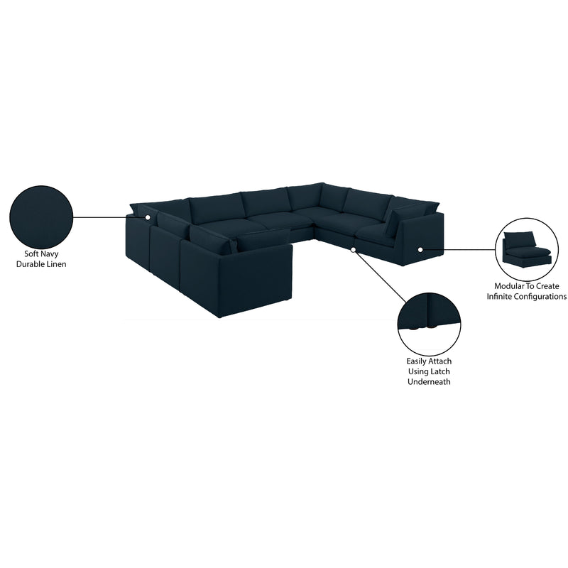 Meridian Mackenzie Navy Durable Linen Textured Modular Sectional IMAGE 10