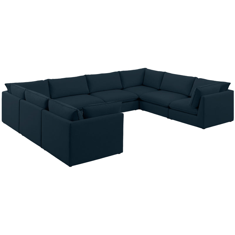 Meridian Mackenzie Navy Durable Linen Textured Modular Sectional IMAGE 1