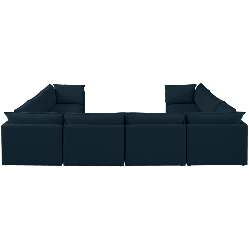 Meridian Mackenzie Navy Durable Linen Textured Modular Sectional IMAGE 3